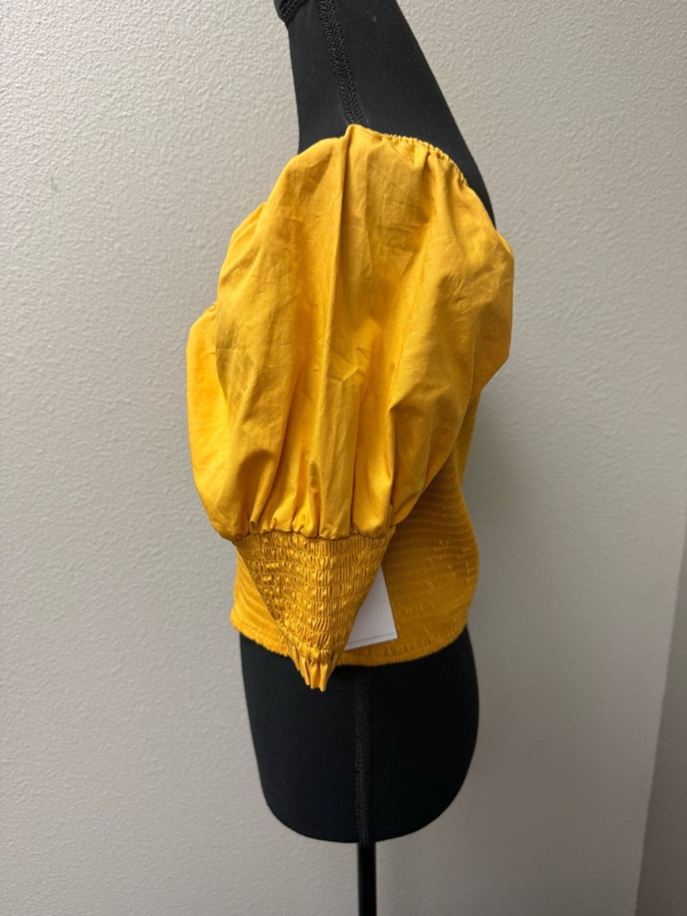 NWT Coco Jaimeson Smocked Crop Top Mustard Puff Sleeve Cottagecore Boho - Picture 4 of 11